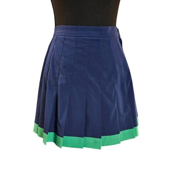 Vintage Quantum Sports Navy & Green Pleated Tennis Skirt With Zipper Closure 4 - Picture 1 of 5